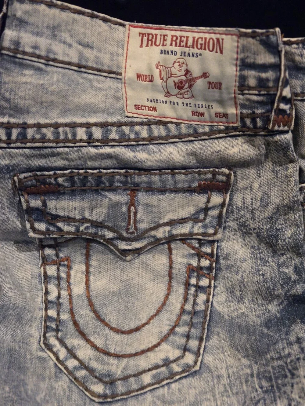 TitleTrue Religion Rocco Relaxed Skinny Denim Shorts - Acid Wash Big T Stitchin